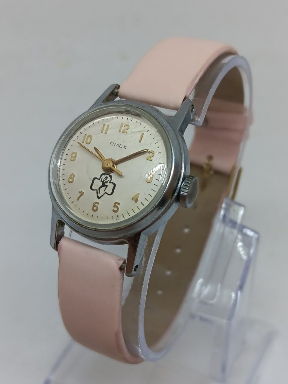 VINTAGE 1966 Timex Women's 24mm Manual Wind Silver Tone Girl Scouts Watch